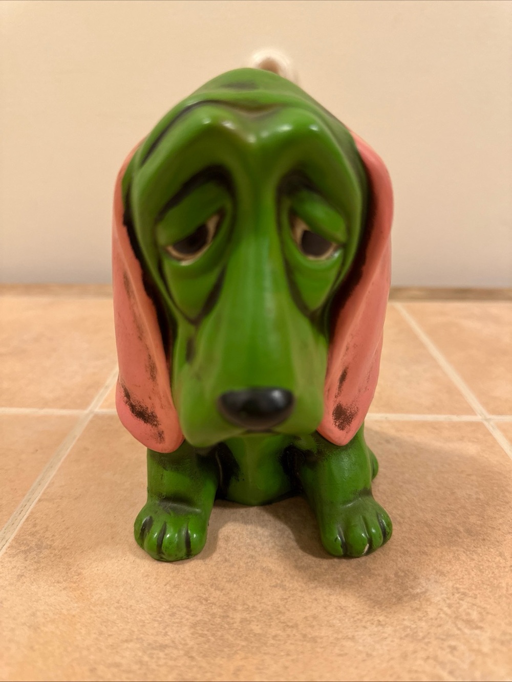 Vintage Droopy Face Hound Dog Piggy Bank Chalkware